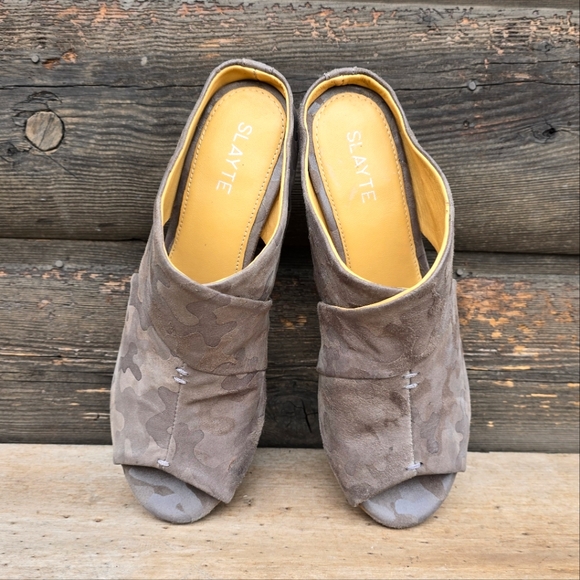 Slayte NEW Miranda Modern Urban Edge Neurtral Camo Block Heel Mule Sandal 8M - Picture 6 of 15